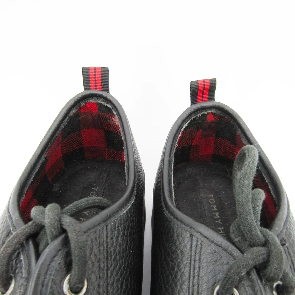 Tommy Hilfiger Leather Oxford Shoes Mens 9M Black Lace Up Casual - Picture 5 of 10